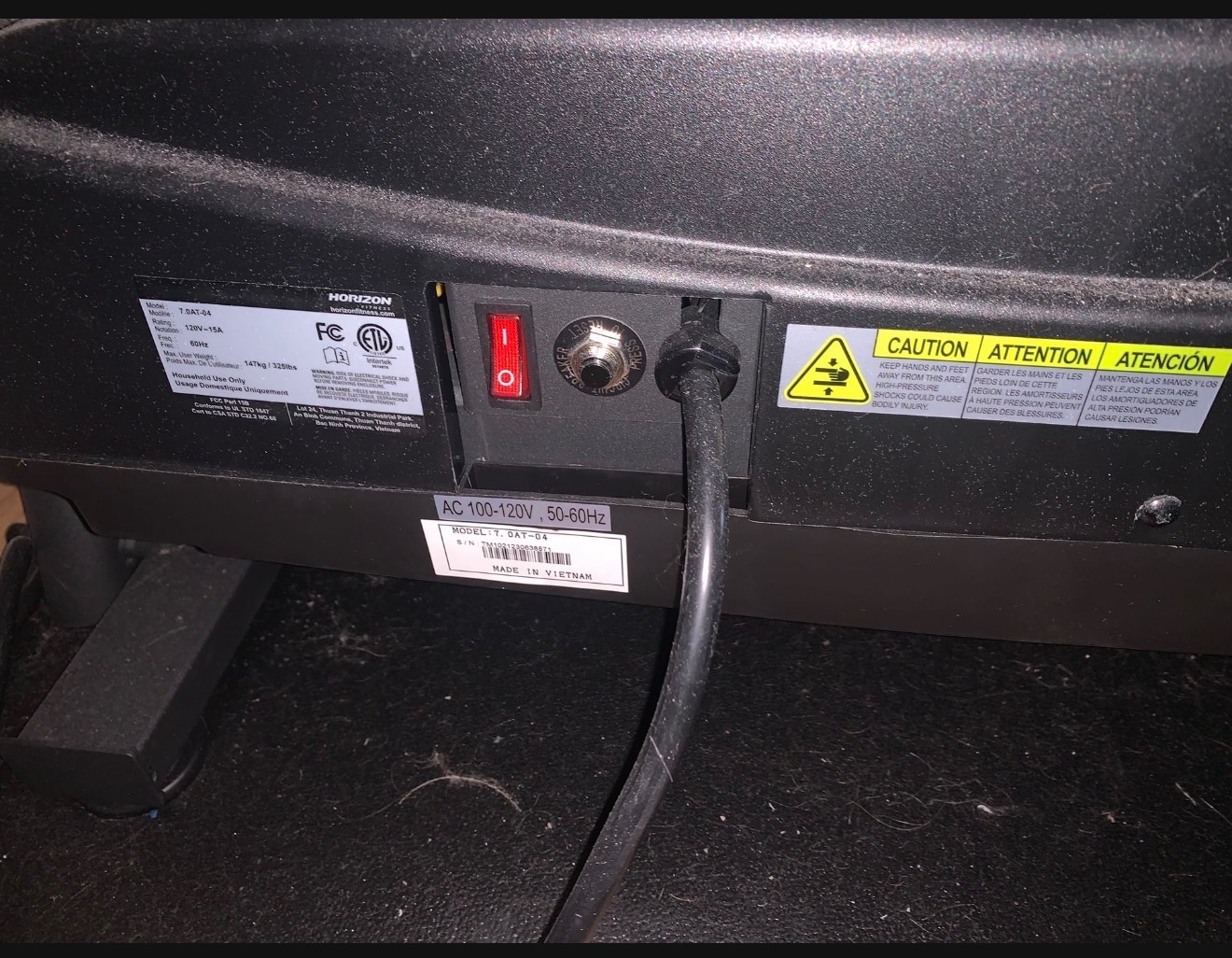 Horizon 7.0 AT-04 Motorized Treadmill - Excellent - 2024 - Homestead, FL, photo 3 of 4