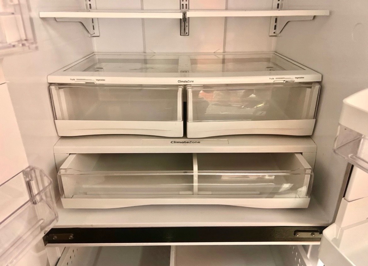 GE French Door Refrigerator with Bottom Freezer - Like New - Lake Forest, CA, photo 6 of 8