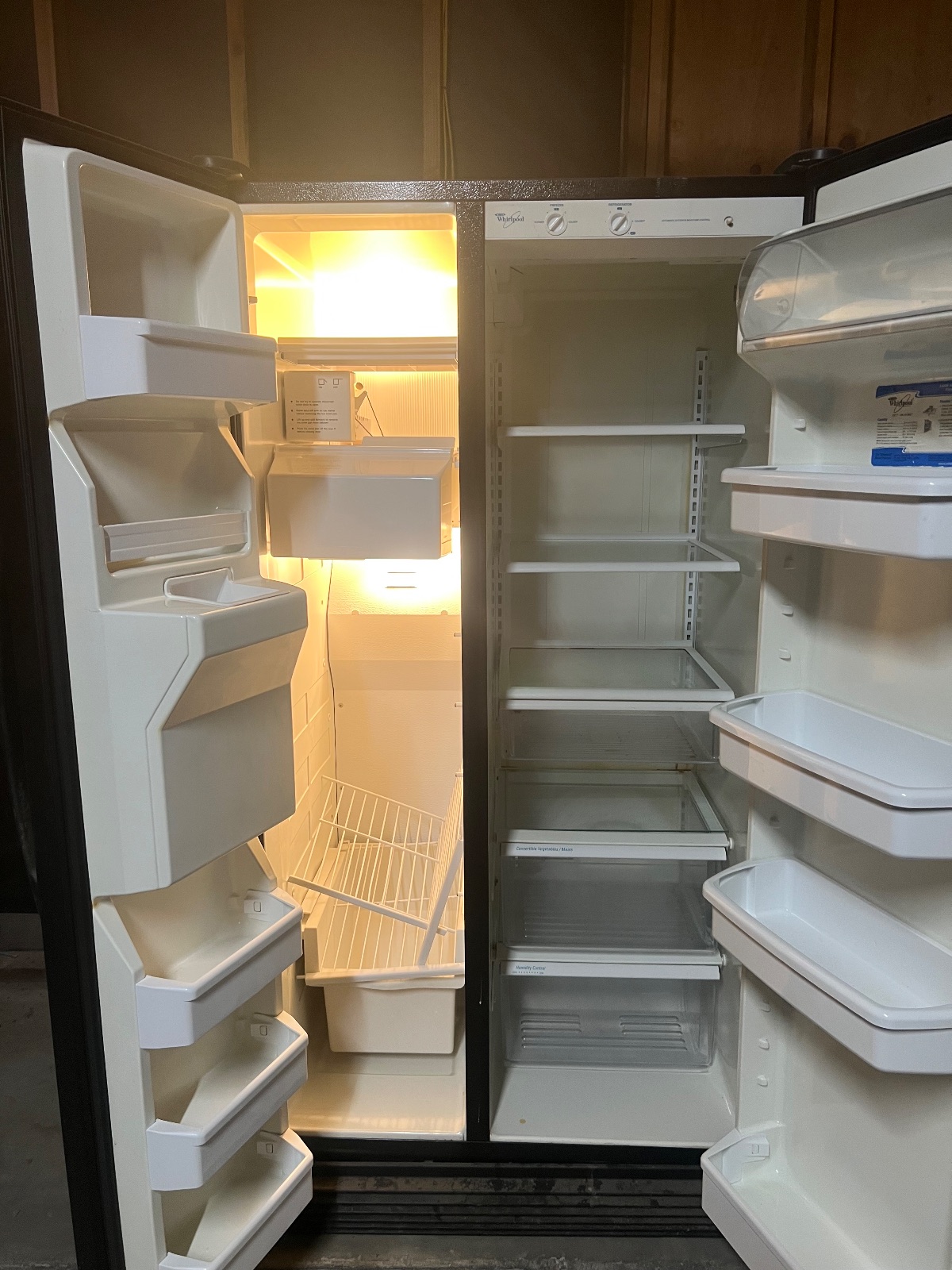 Whirlpool Side-by-Side Refrigerator, Black with Dispenser - Fair - Bakersfield, CA, photo 2 of 4