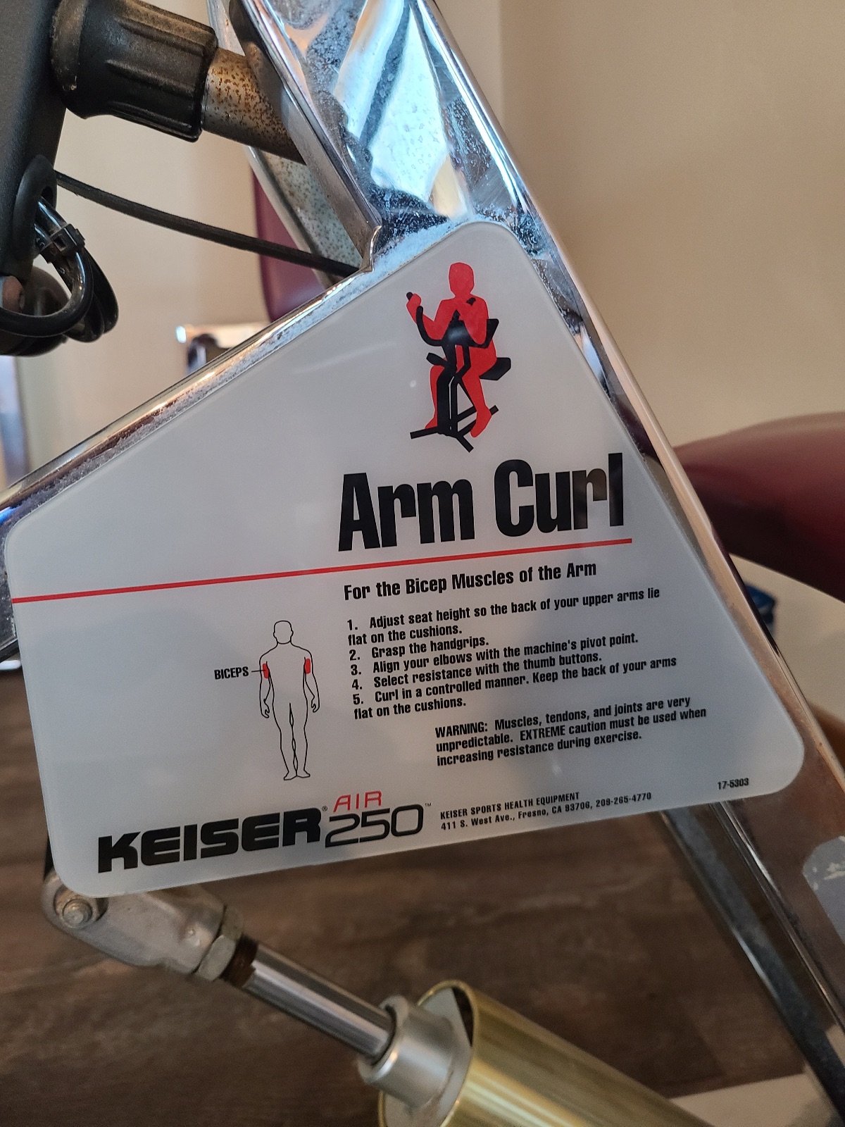 Keiser Air 250 Arm Curl Machine - Like New – Holden, UT, photo 2 of 11