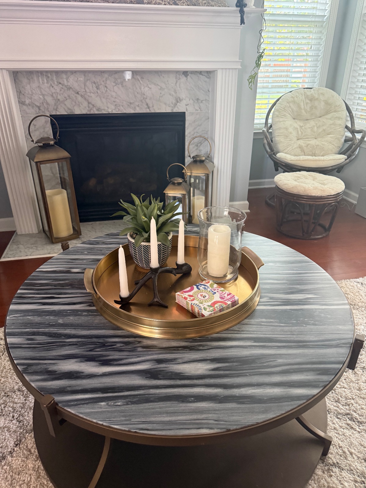 Frontgate Black and Gray Amara Coffee Table - Good - Berkeley Lake, GA, photo 2 of 6