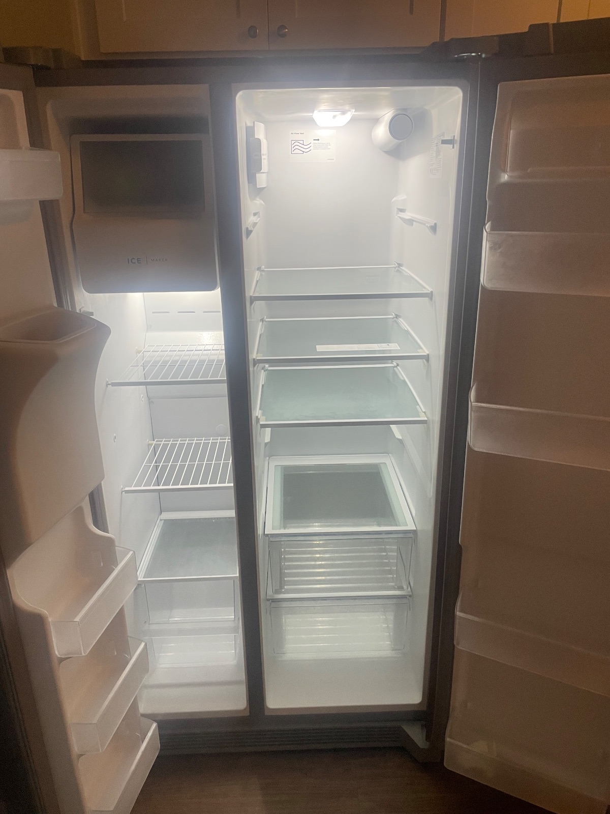 Frigidaire Side-by-Side Refrigerator, Stainless Steel - Excellent - 2022 – Decatur, GA, photo 2 of 12