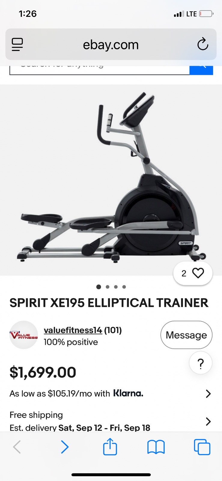 Spirit Fitness XE195 Elliptical - Like New - Pflugerville, TX, photo 4 of 7