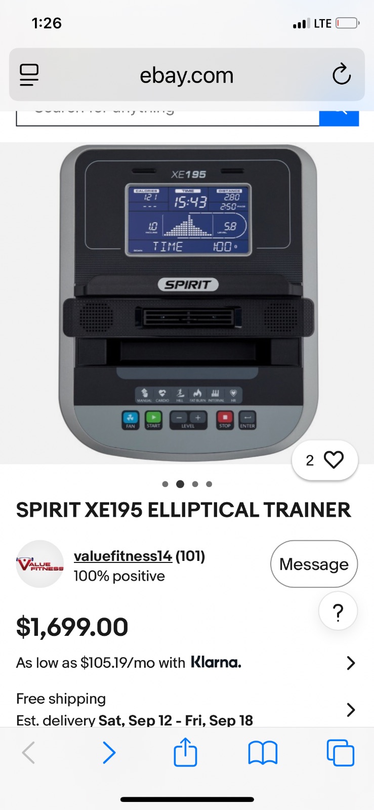Spirit Fitness XE195 Elliptical - Like New - Pflugerville, TX, photo 5 of 7