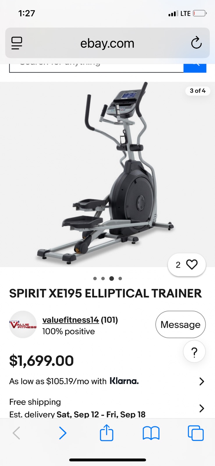 Spirit Fitness XE195 Elliptical - Like New - Pflugerville, TX, photo 6 of 7