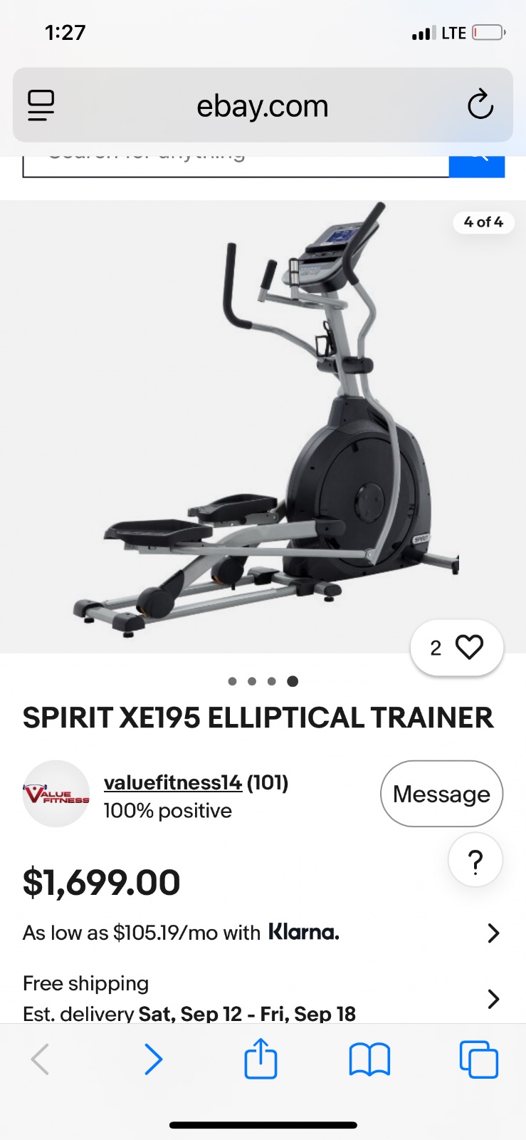 Spirit Fitness XE195 Elliptical - Like New - Pflugerville, TX, photo 7 of 7
