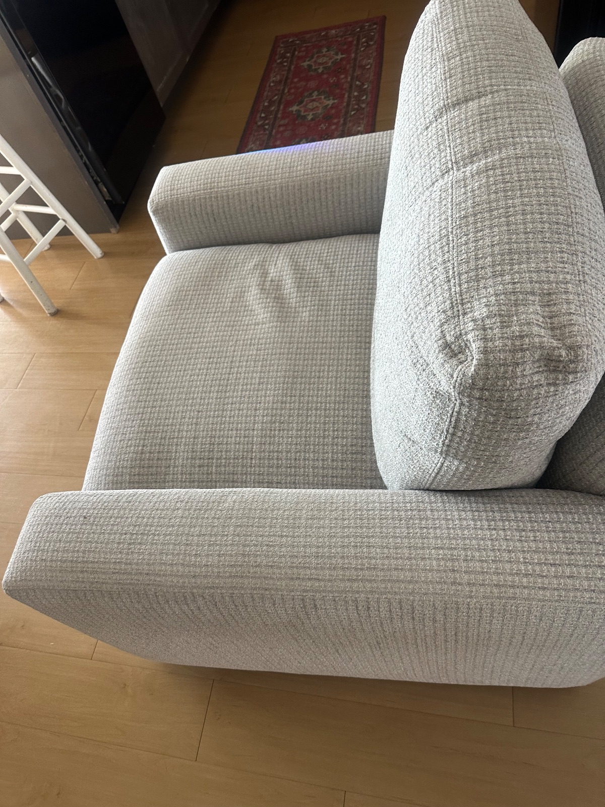 Arhaus Light Gray Loveseat, Textured Fabric - Like New – Boulder, CO, photo 2 of 4