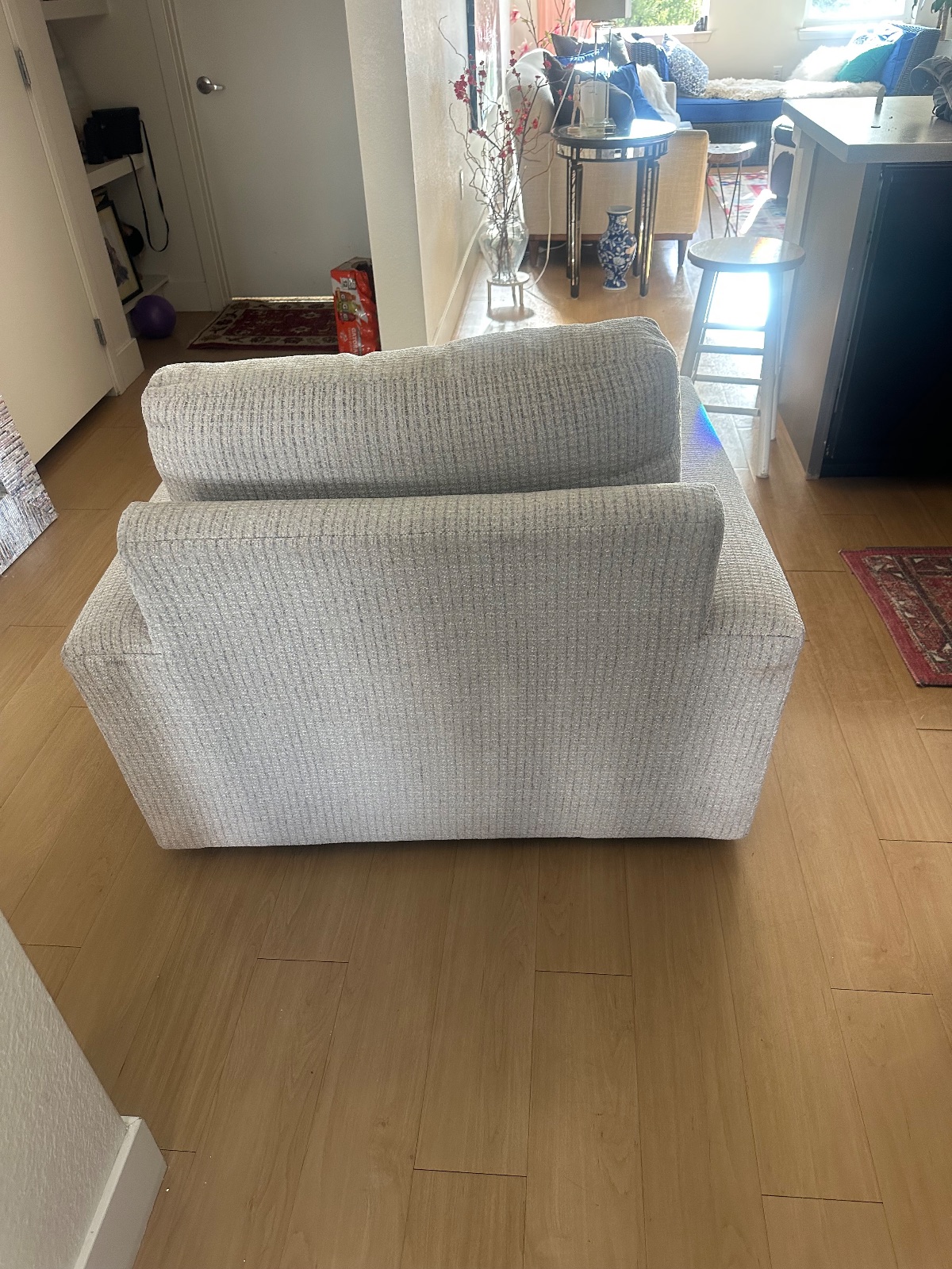 Arhaus Light Gray Loveseat, Textured Fabric - Like New – Boulder, CO, photo 3 of 4