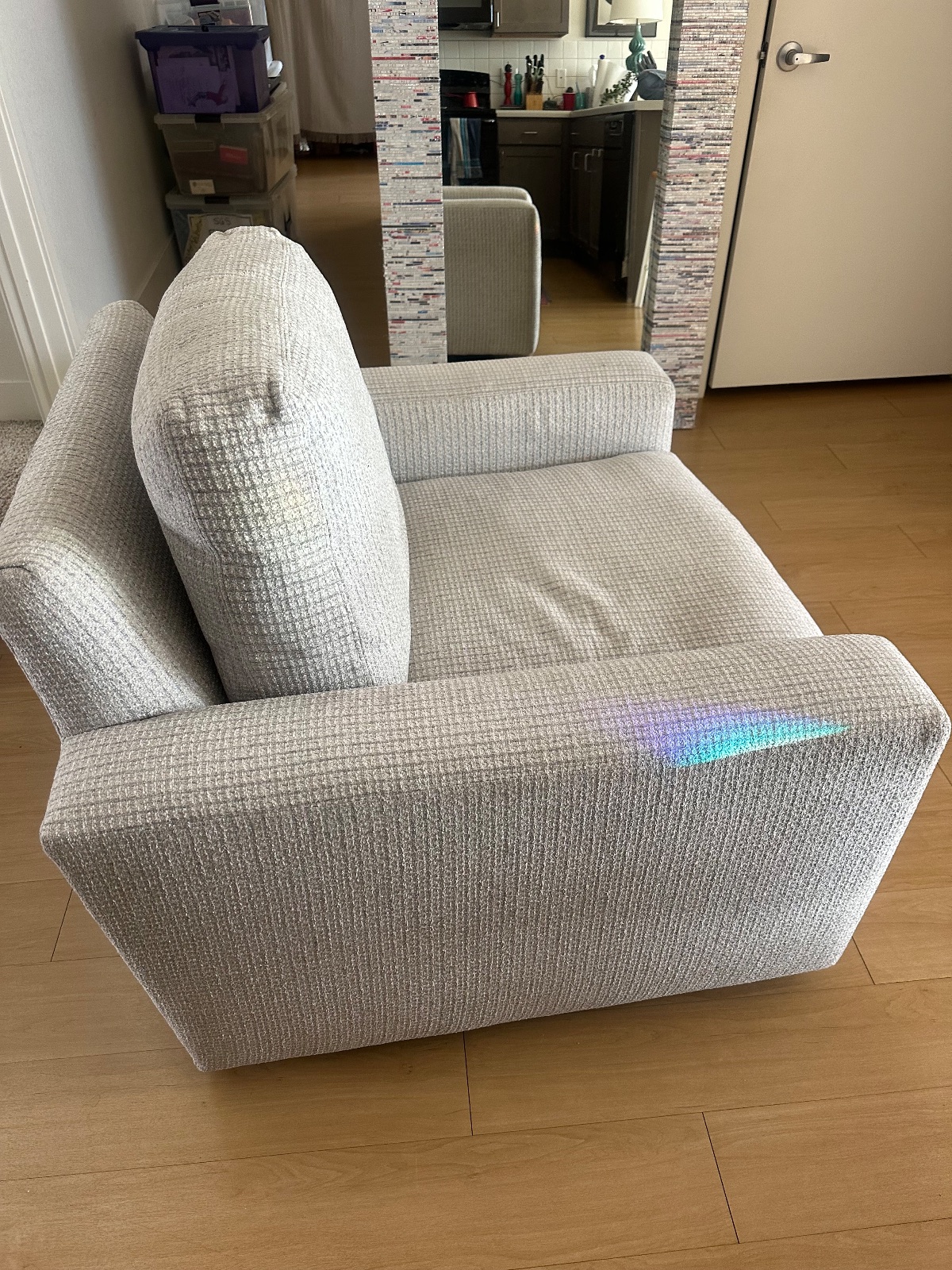 Arhaus Light Gray Loveseat, Textured Fabric - Like New – Boulder, CO, photo 4 of 4