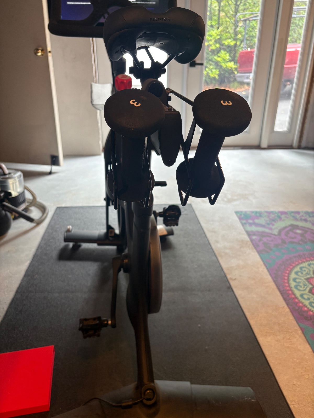 Peloton Bike, Includes Shoes Mat and Weights - Excellent – Beaverton, OR, photo 4 of 7