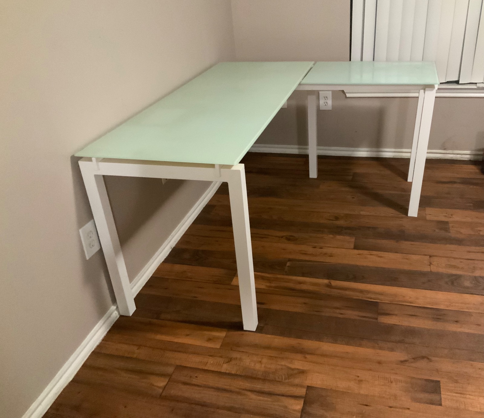 L-shape White Desk - Like New - Denton, TX, photo 2 of 3
