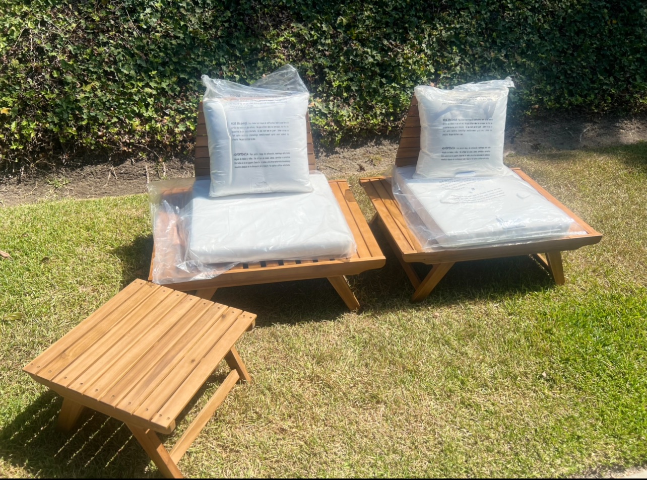 AllModern Acacia Patio Set, Two Lounge Chairs and Table - New - Inglewood, CA, photo 2 of 5