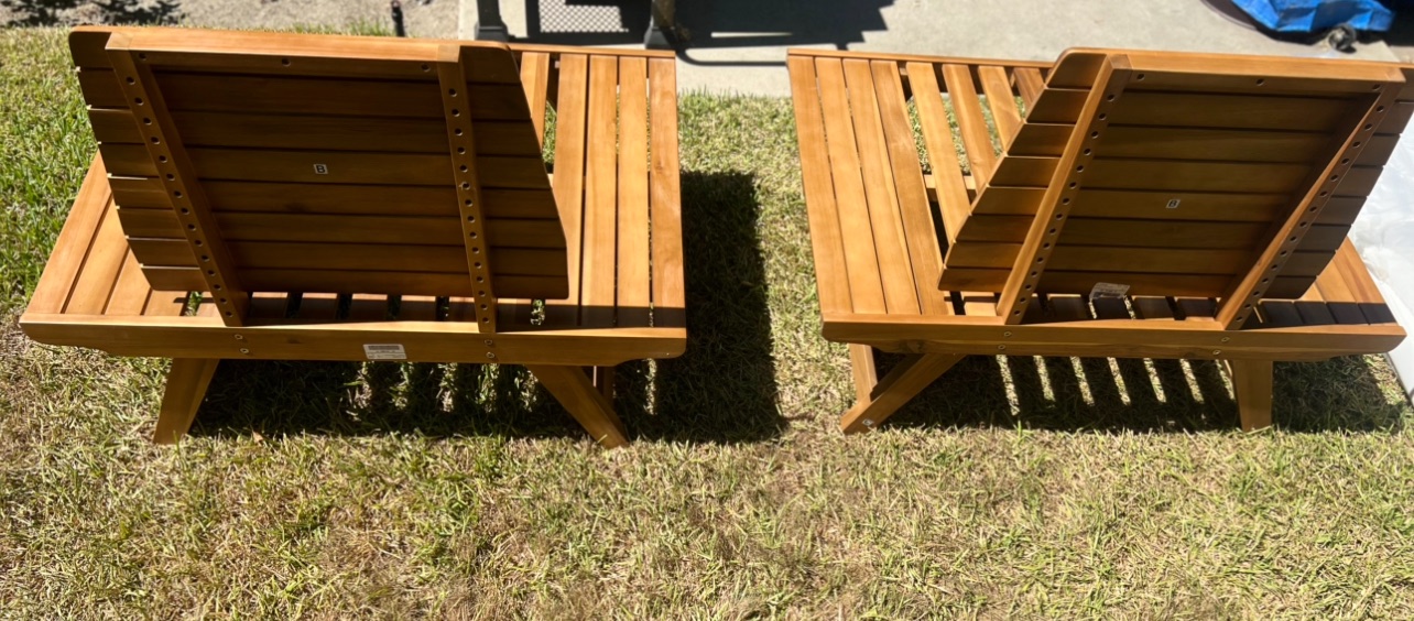 AllModern Acacia Patio Set, Two Lounge Chairs and Table - New - Inglewood, CA, photo 3 of 5
