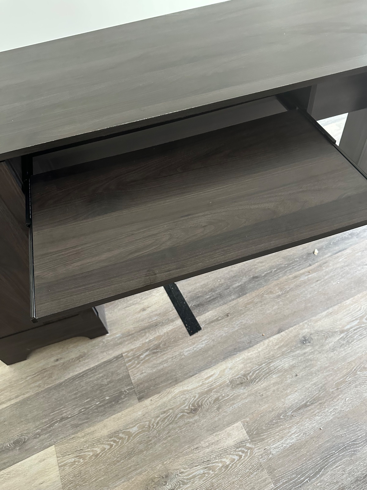 Home Depot L-Shaped Desk, Dark Wood, 65.5x65.5x30.5 - Good – Falls Church, VA, photo 4 of 9