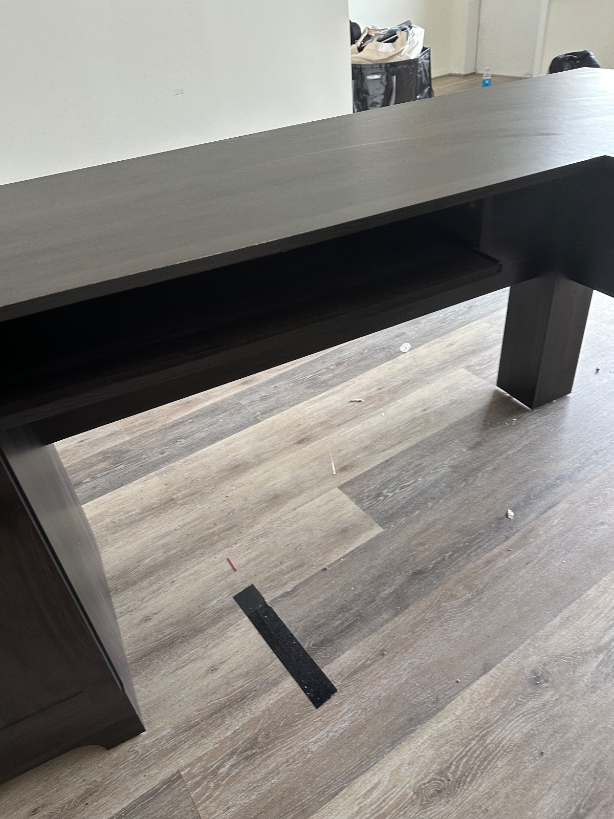 Home Depot L-Shaped Desk, Dark Wood, 65.5x65.5x30.5 - Good – Falls Church, VA, photo 5 of 9
