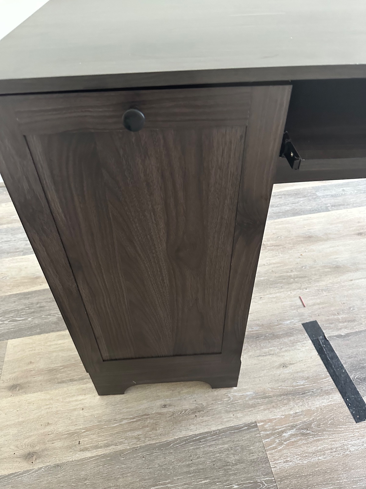 Home Depot L-Shaped Desk, Dark Wood, 65.5x65.5x30.5 - Good – Falls Church, VA, photo 6 of 9