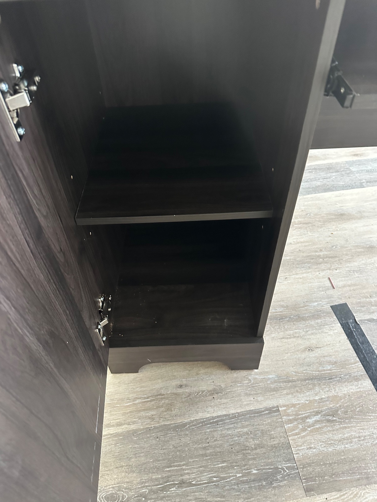 Home Depot L-Shaped Desk, Dark Wood, 65.5x65.5x30.5 - Good – Falls Church, VA, photo 7 of 9