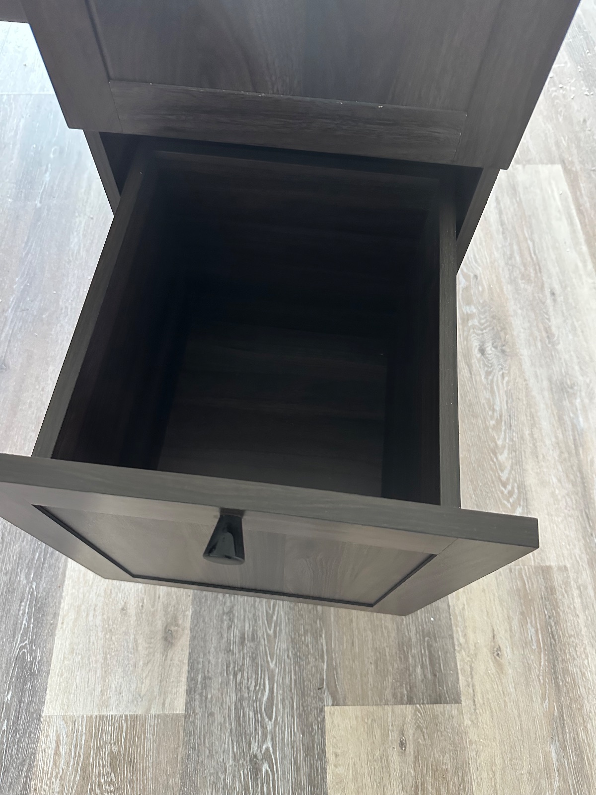 Home Depot L-Shaped Desk, Dark Wood, 65.5x65.5x30.5 - Good – Falls Church, VA, photo 8 of 9