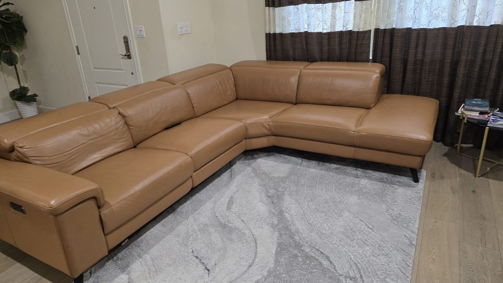 Tan Faux Leather Sectional Sofa - Like New - Pleasanton, CA, photo 2 of 5