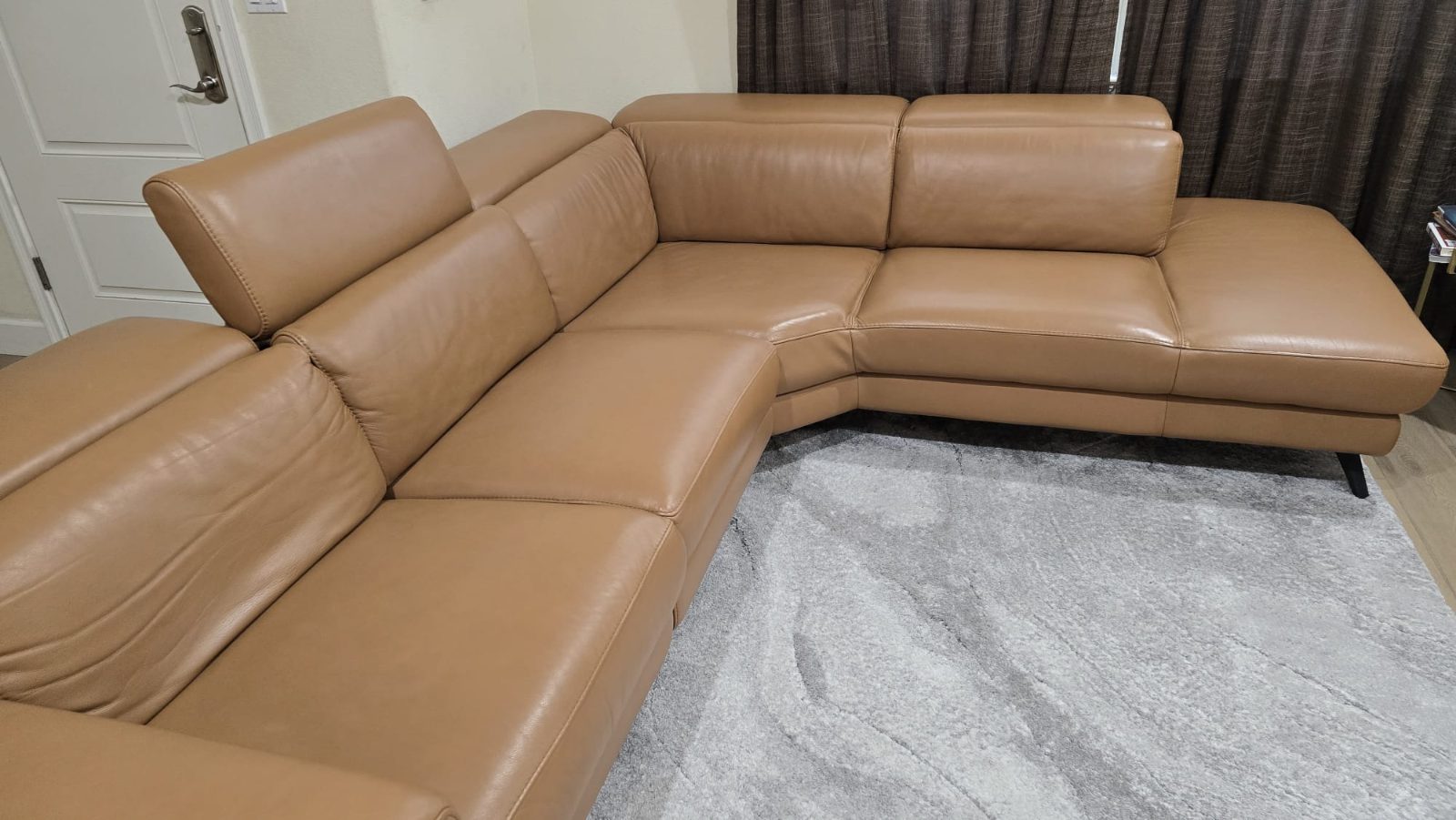 Tan Faux Leather Sectional Sofa - Like New - Pleasanton, CA, photo 3 of 5