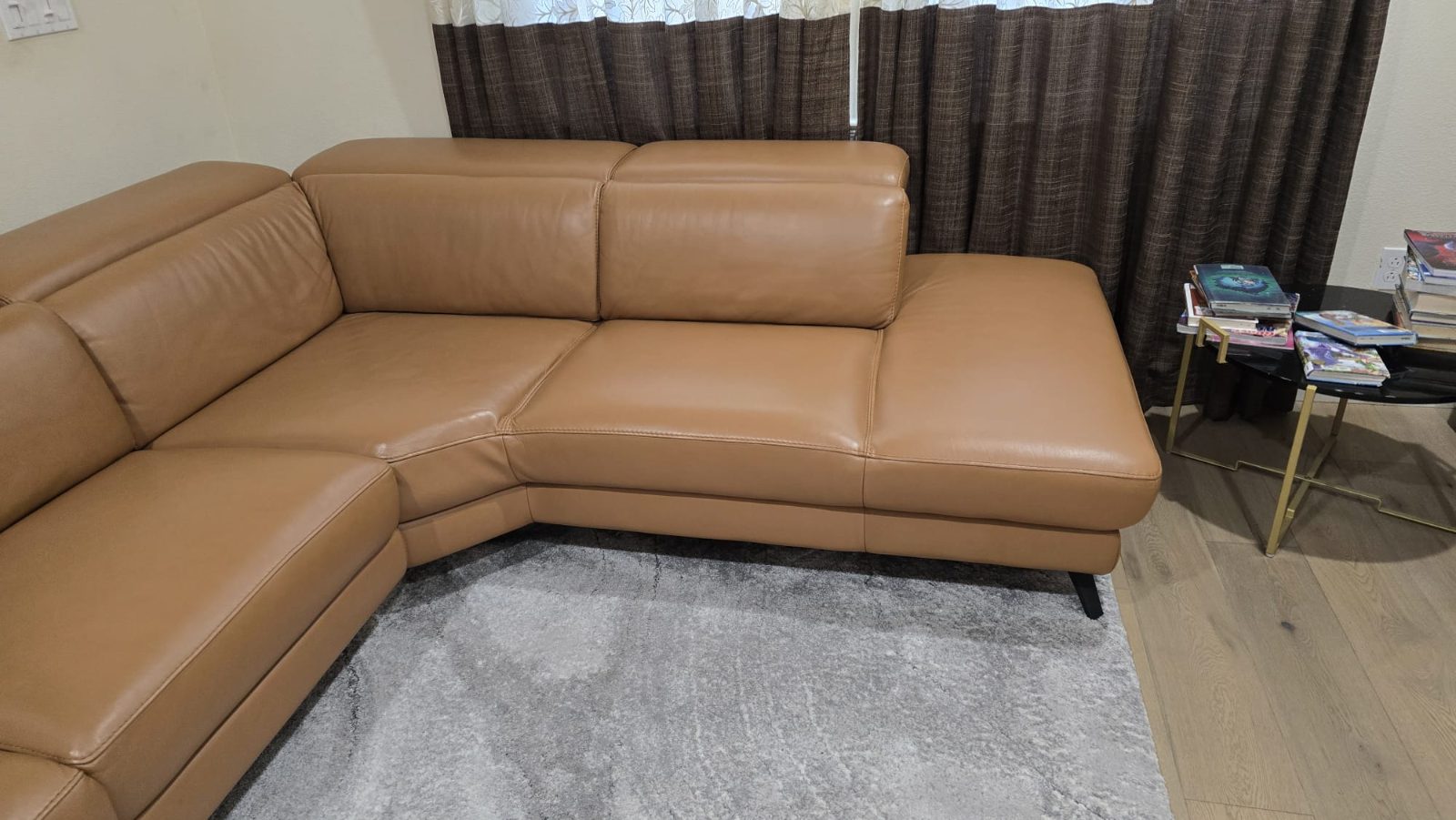 Tan Faux Leather Sectional Sofa - Like New - Pleasanton, CA, photo 5 of 5