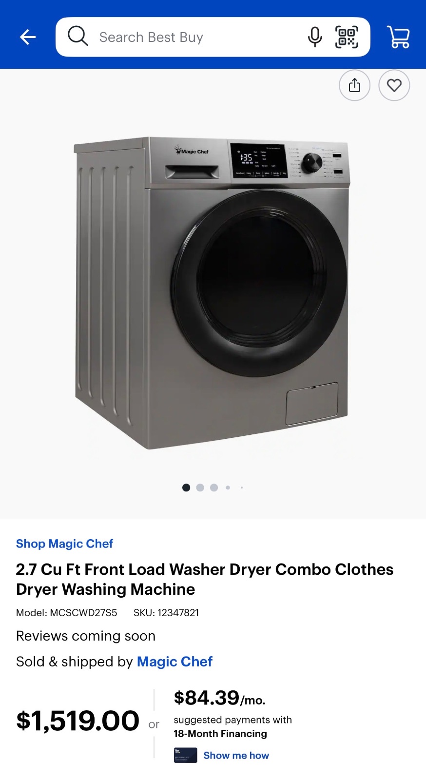 Washer and Dryer Combo - New - TIMBERCRK CYN, TX, photo 2 of 3