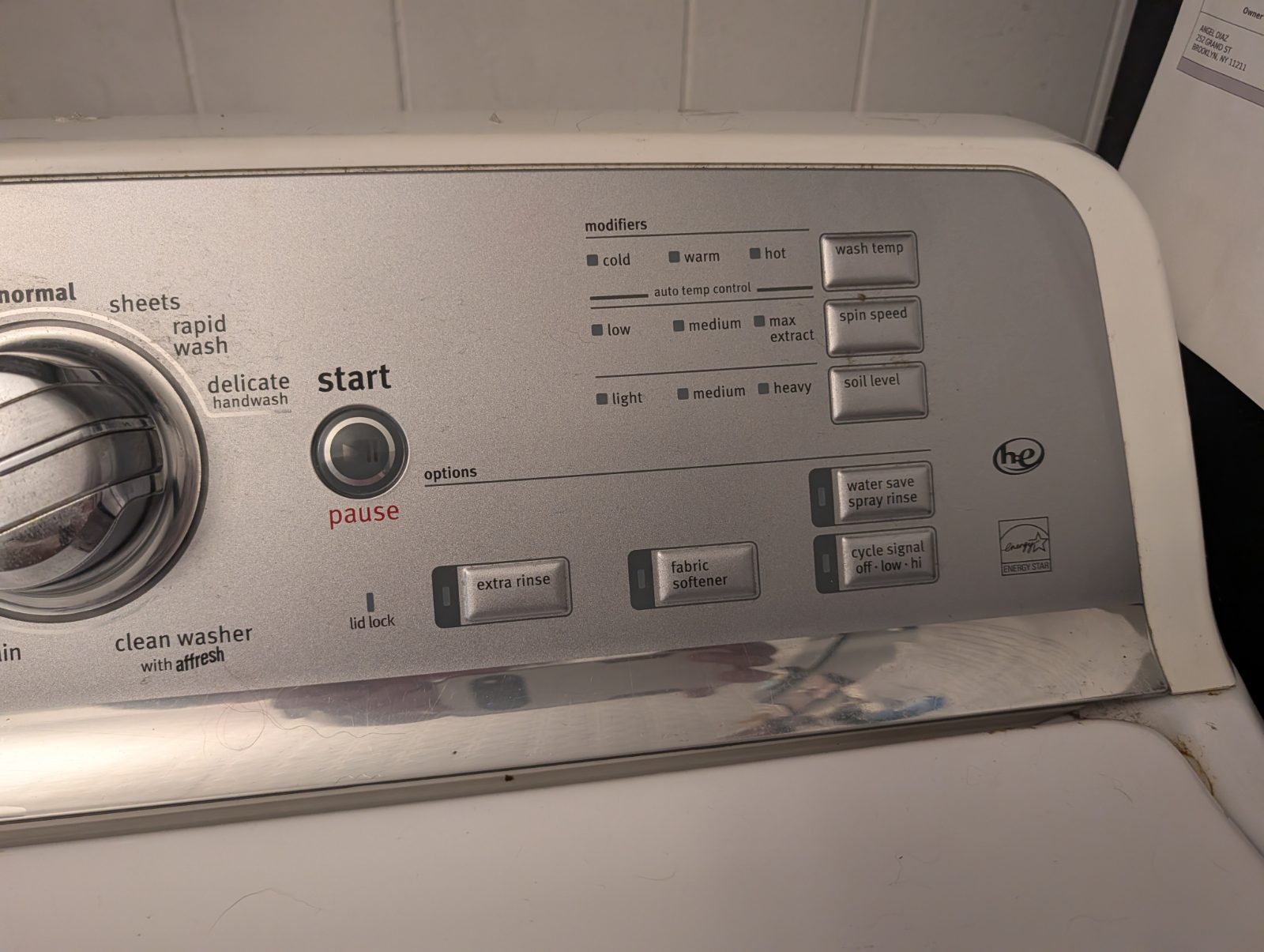 Maytag Bravo XL Commercial Washer - Good - Brooklyn, NY, photo 3 of 6