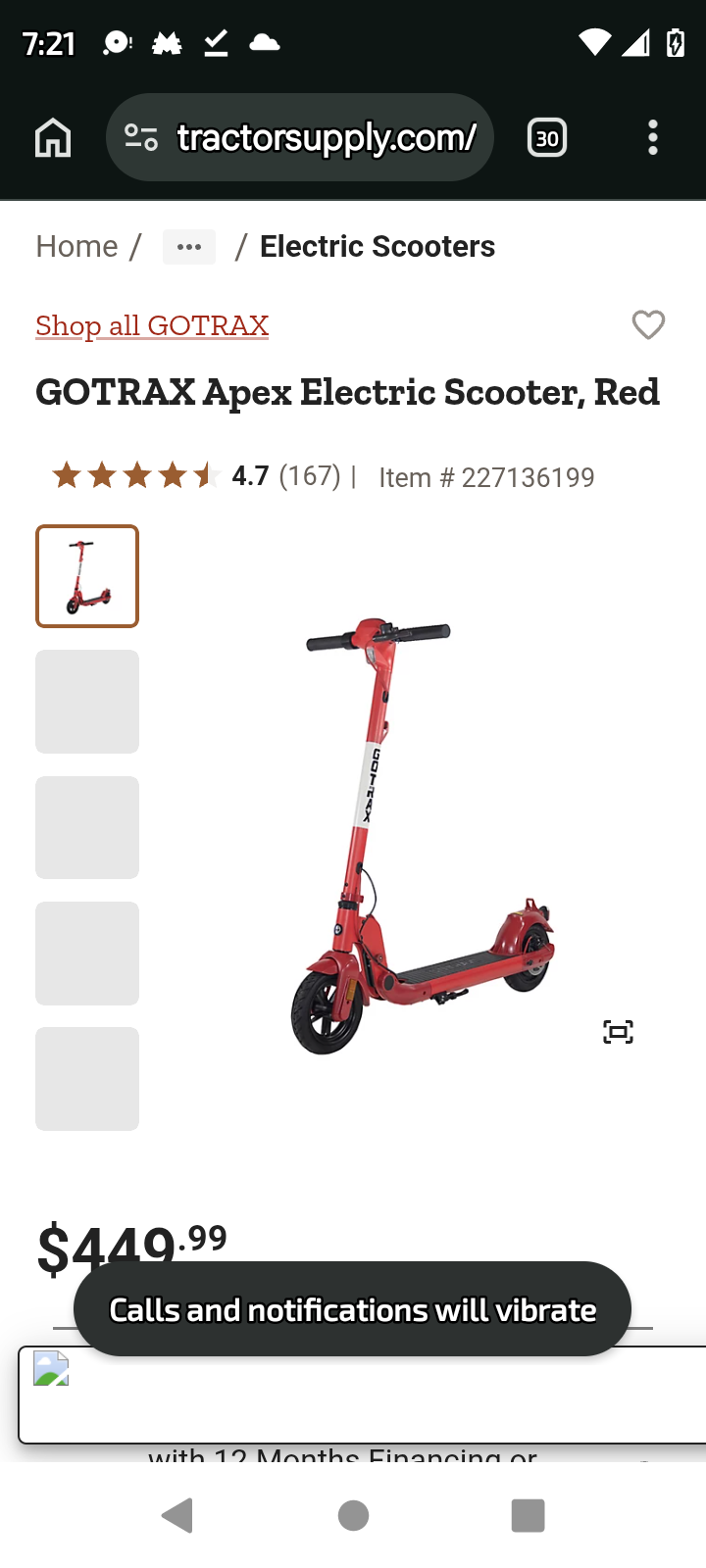GOTRAX Apex Electric Scooter - Good - Lynchburg, VA, photo 2 of 6