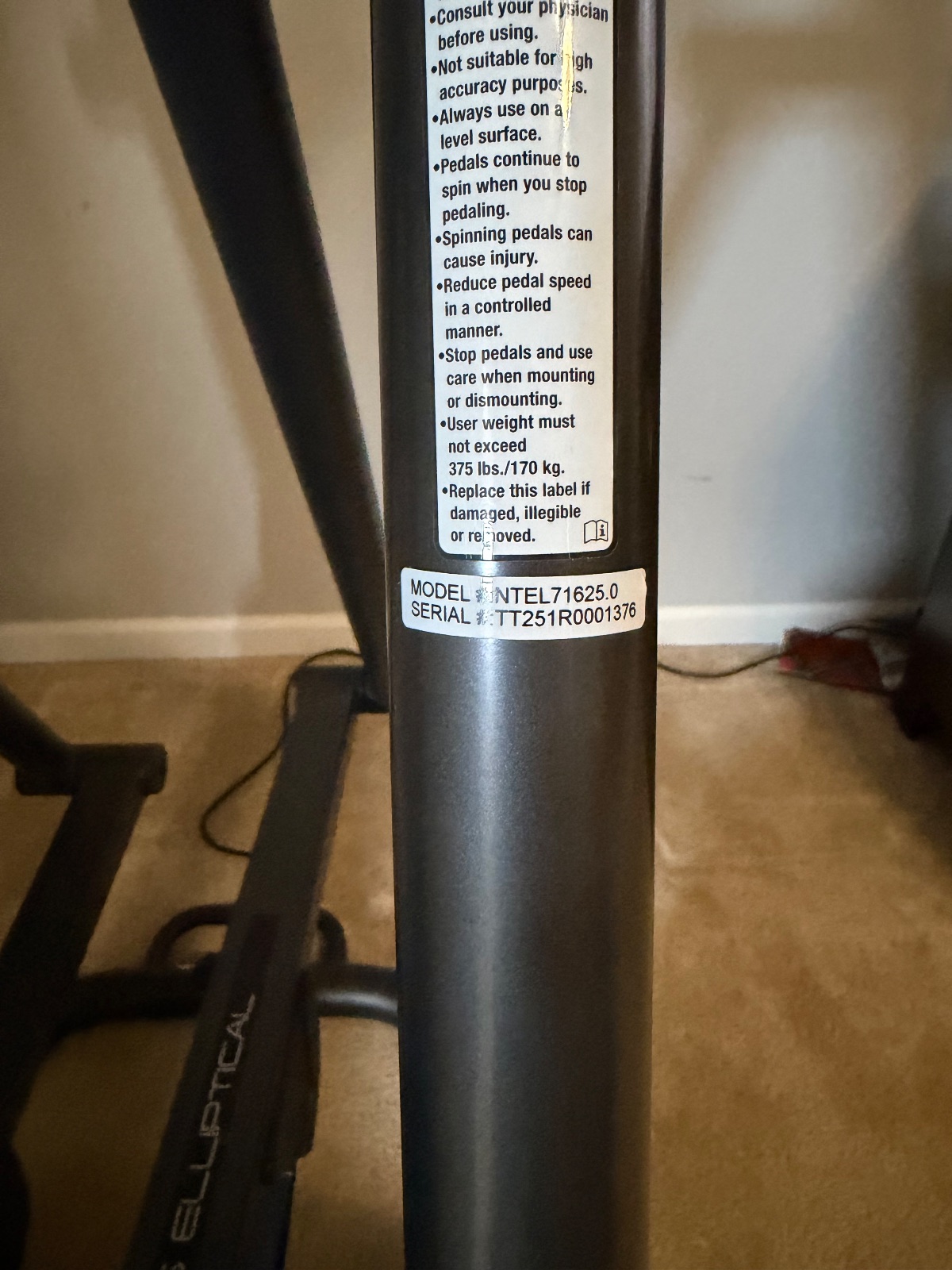 Nordic Track X16 Elliptical With 16" Touchscreen and 26 Resistance Levels - Like New - Charleston, SC, photo 6 of 7