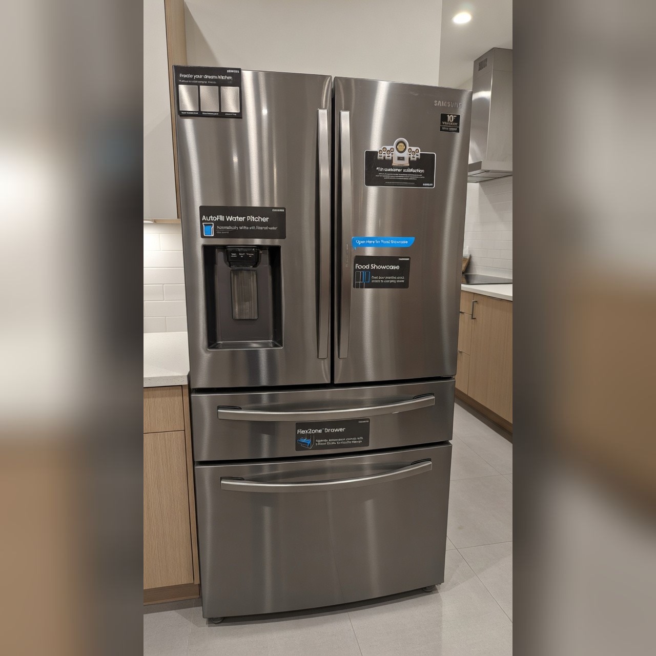 Stainless Steel French Door Refrigerator, Ice Maker, Counter Depth - New
