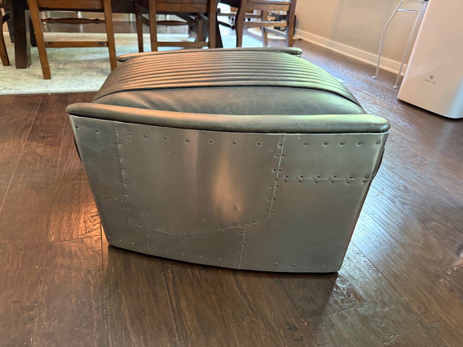 Restoration Hardware Aviator Chair and Rare Ottoman, Distressed Ebony Leather - Like New - Tega Cay, SC, photo 4 of 12