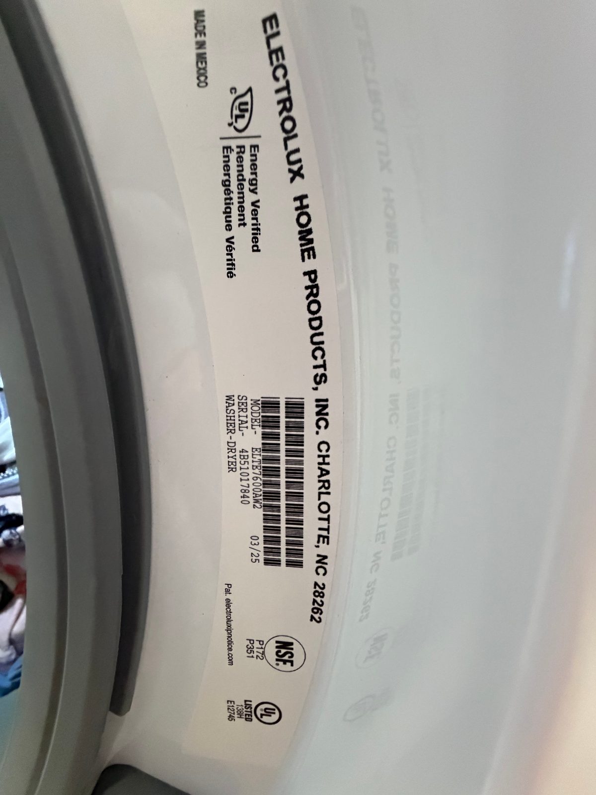 Electrolux Combo Washer Dryer ELTE7600AW Front Load - Like New - 2025 - Acton, MA, photo 2 of 4