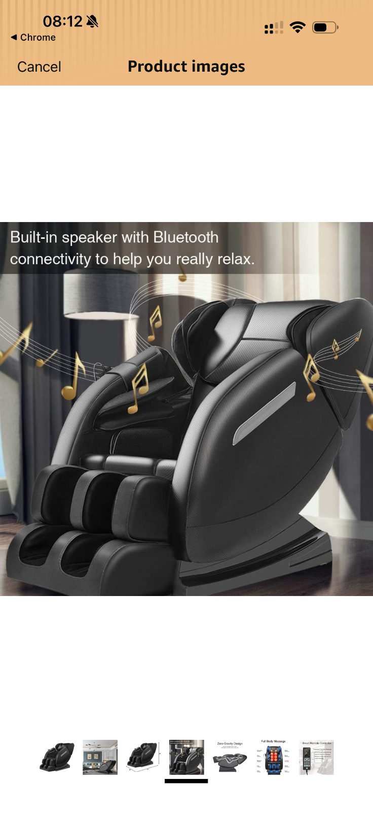 Foelro Beige Faux Leather Massage Chair, Zero Gravity Recliner - Like New - New York, NY, photo 8 of 12