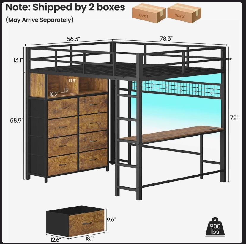Full Size Loft Bed (No Mattress Included) - Like New - Rogers, MN, photo 2 of 7