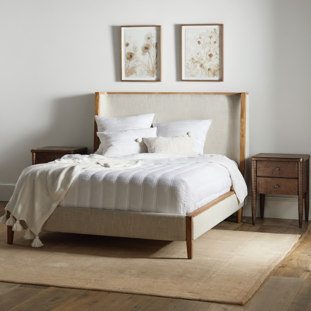Arhaus Curved Upholstered Bed - Like New - Sandy Springs, GA