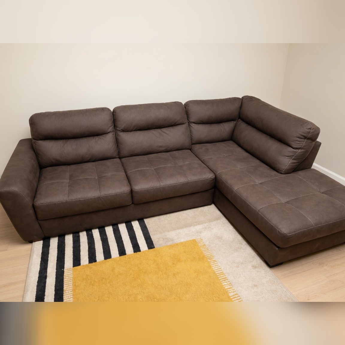 Comfortable Brown L-Shaped Sectional Deep Seats, 2 Pieces - Good - Atlanta, GA