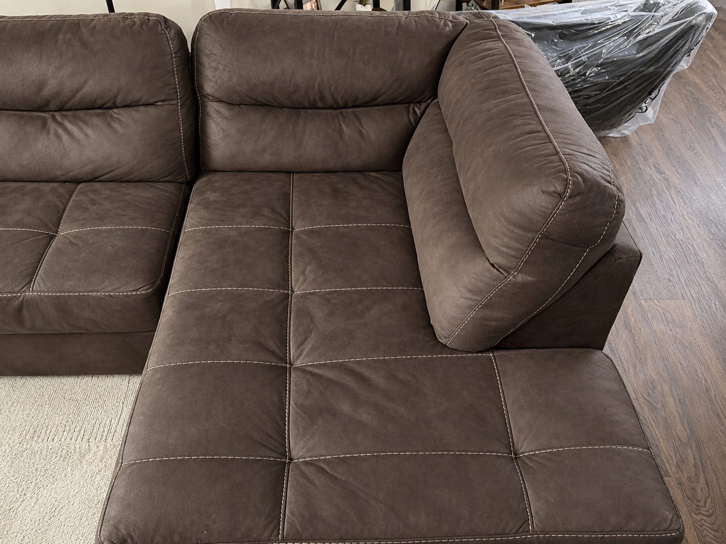 Comfortable Brown L-Shaped Sectional Deep Seats, 2 Pieces - Good - Atlanta, GA, photo 6 of 7