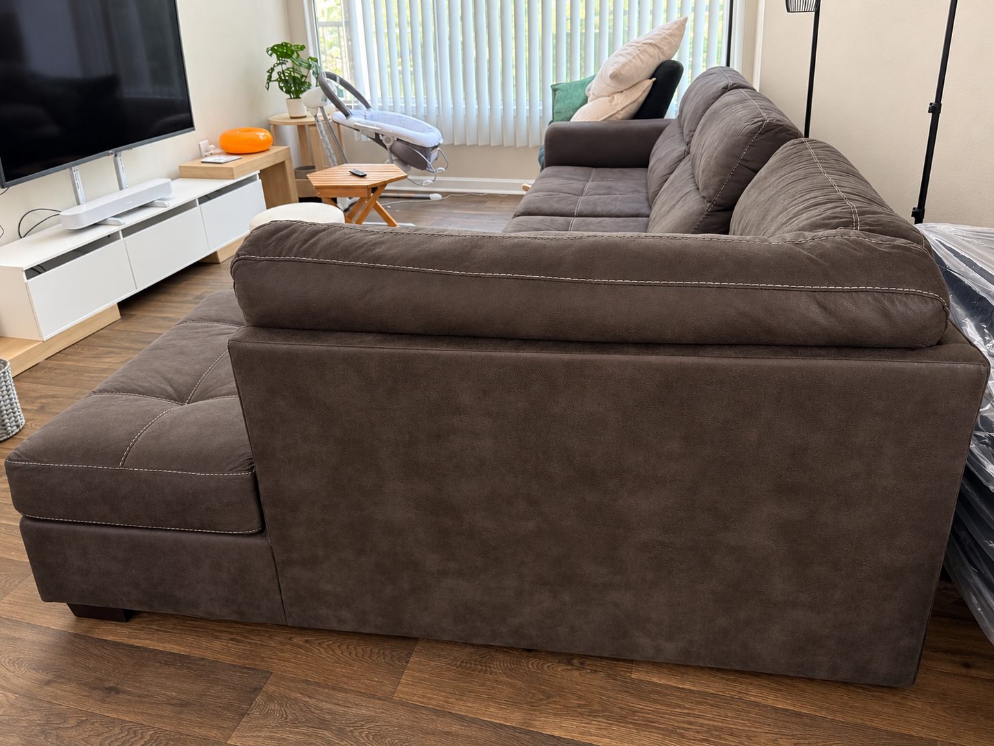 Comfortable Brown L-Shaped Sectional Deep Seats, 2 Pieces - Good - Atlanta, GA, photo 7 of 7