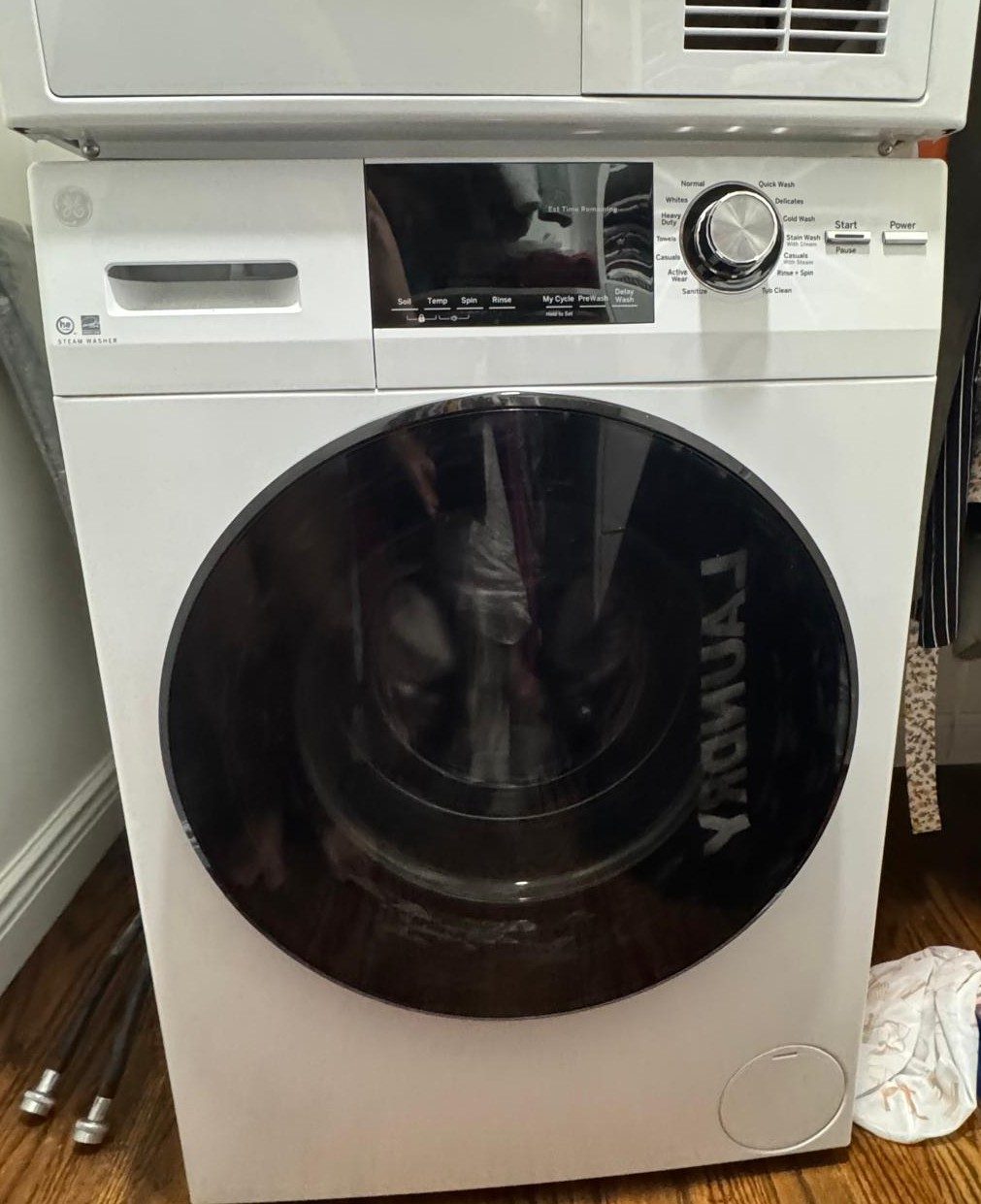 GE 24 ENERGY STAR Front Load Washer Dryer Set White - Like New – Airmont, NY, photo 6 of 12