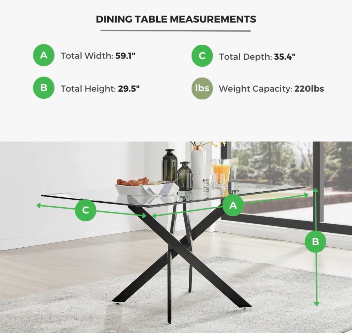 Modern Glass Dining Table - Like New - New York, NY, photo 2 of 4