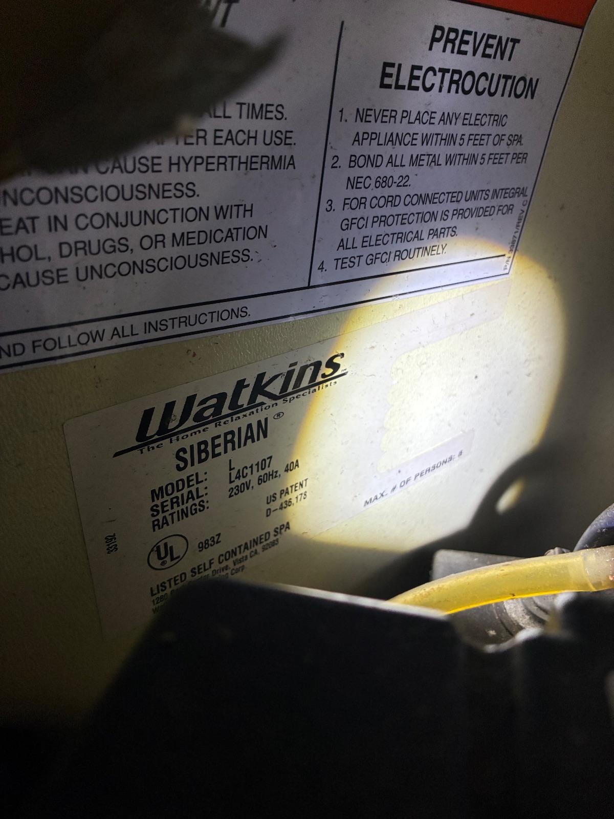 Watkins Siberian 1988 8 Person Hot Tub - Excellent - Jacksonville, FL, photo 4 of 7