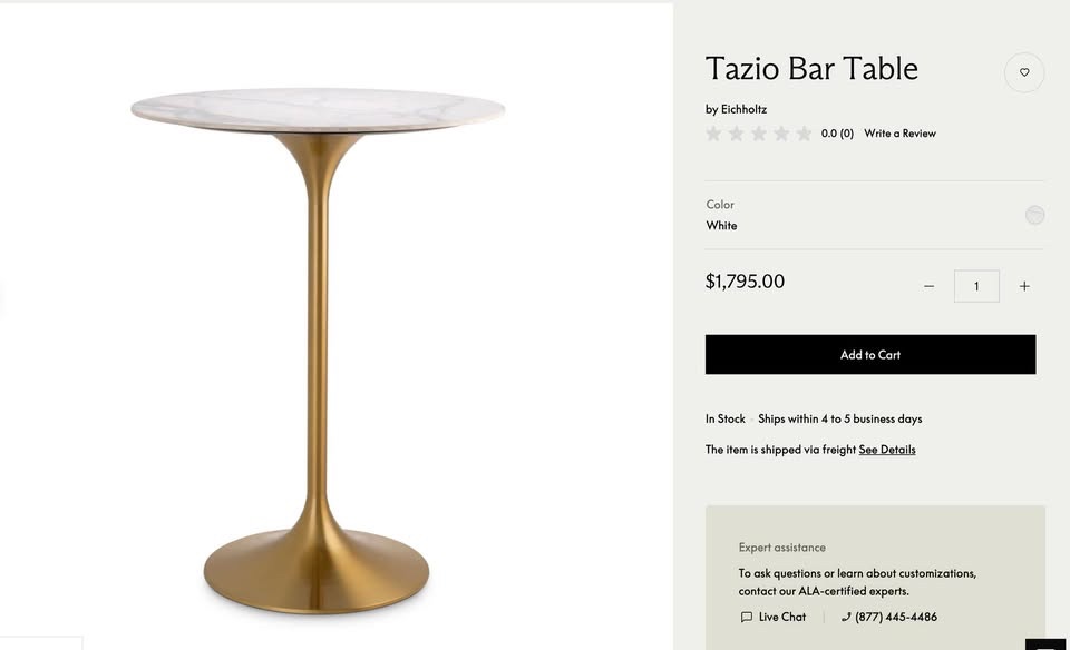 Eichholtz Tazio High Bar Table + 4 Global Views Moderno Bar Stools - Like New - Westbury, NY, photo 8 of 9