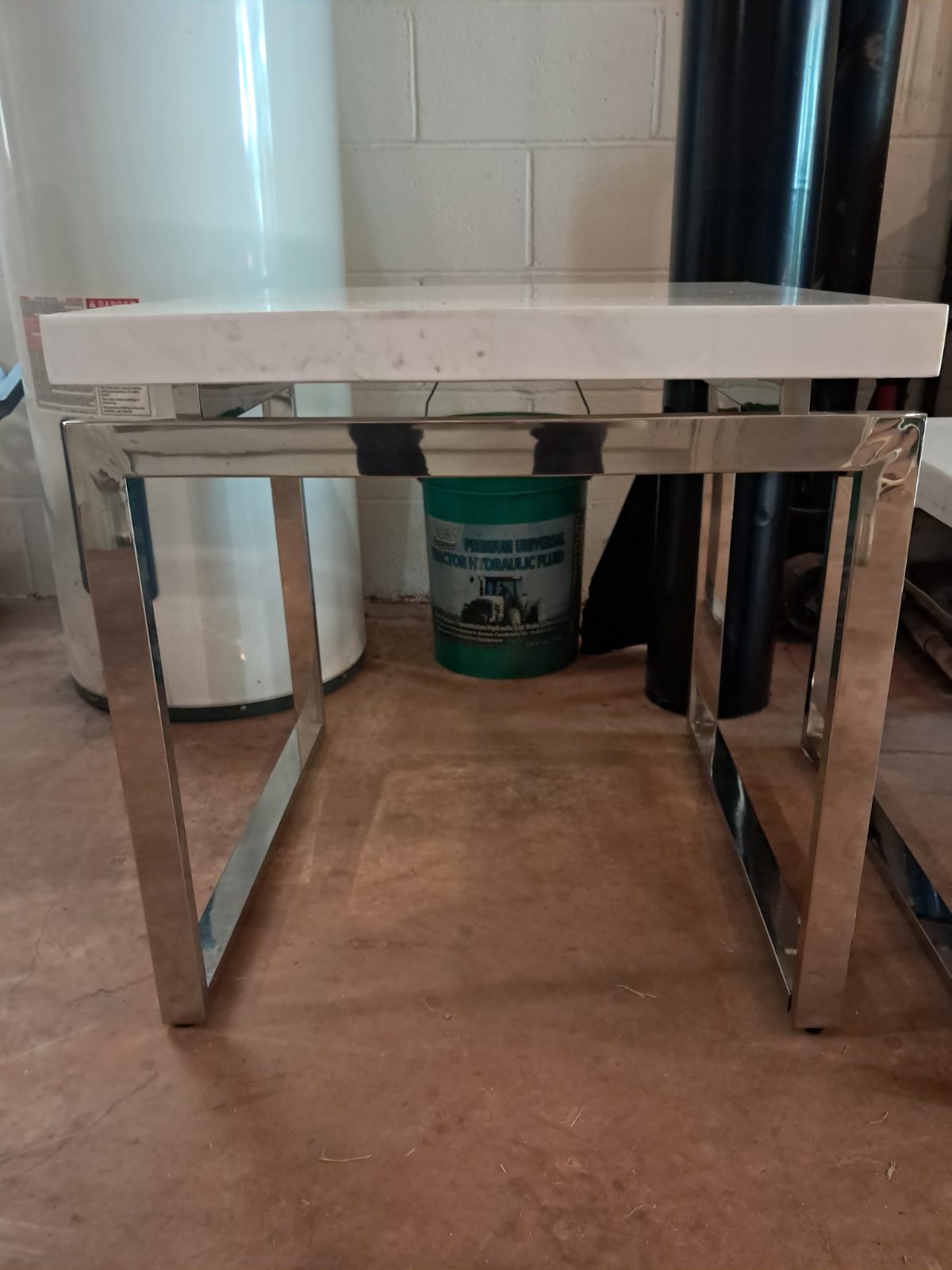 Rooms To Go White Marble Chrome Coffee and End Table Set - Good - Newton, NC, photo 3 of 4