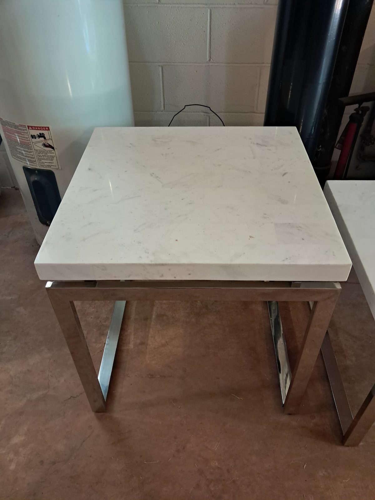 Rooms To Go White Marble Chrome Coffee and End Table Set - Good - Newton, NC, photo 4 of 4