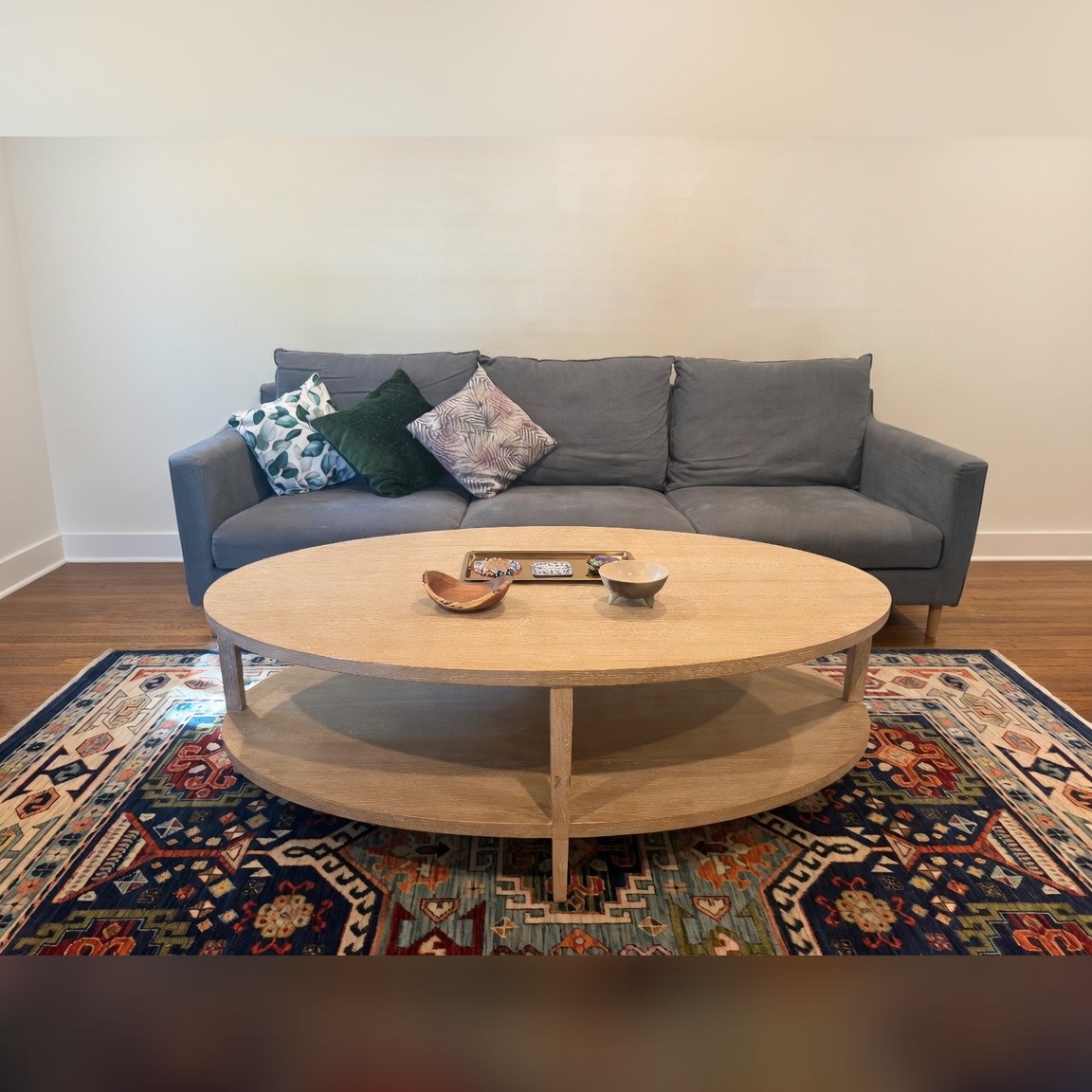 Clairemont Natural Oak Wood 48" Oval Coffee Table - Like New - Marble Cliff, OH
