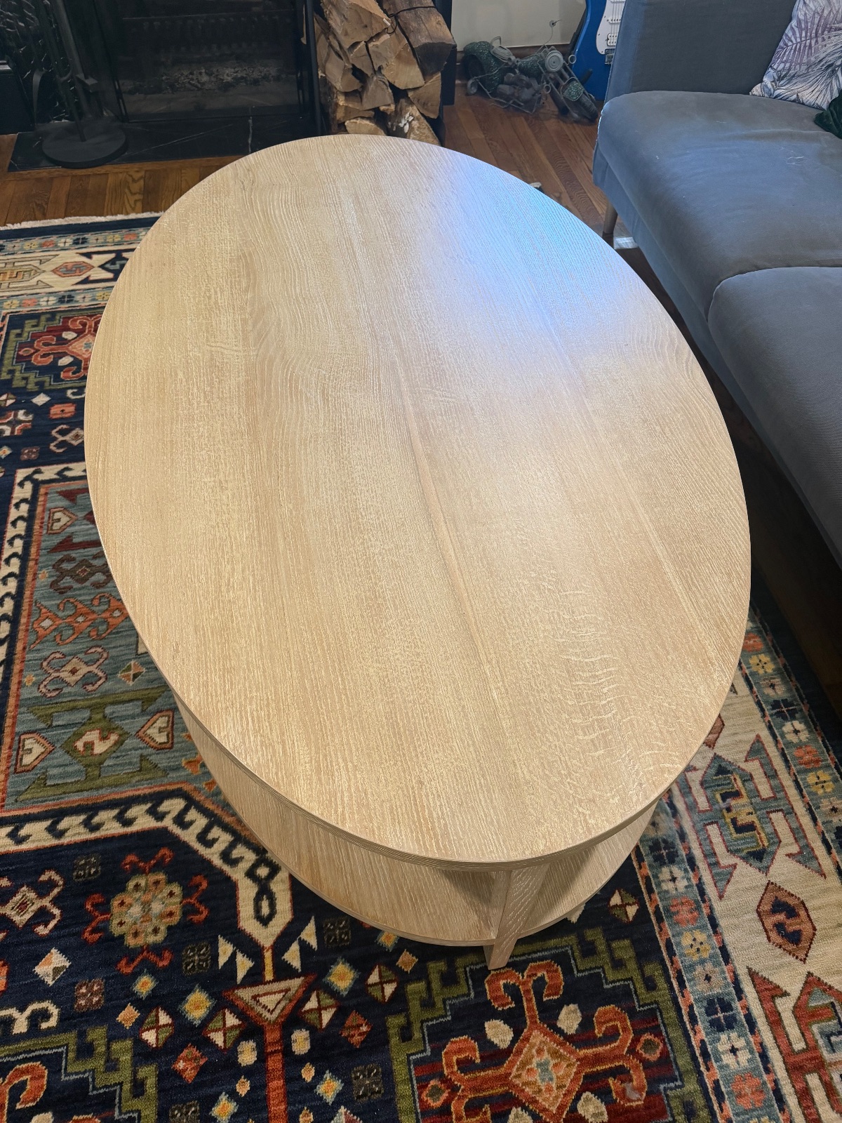 Clairemont Natural Oak Wood 48" Oval Coffee Table - Like New - Marble Cliff, OH, photo 4 of 5