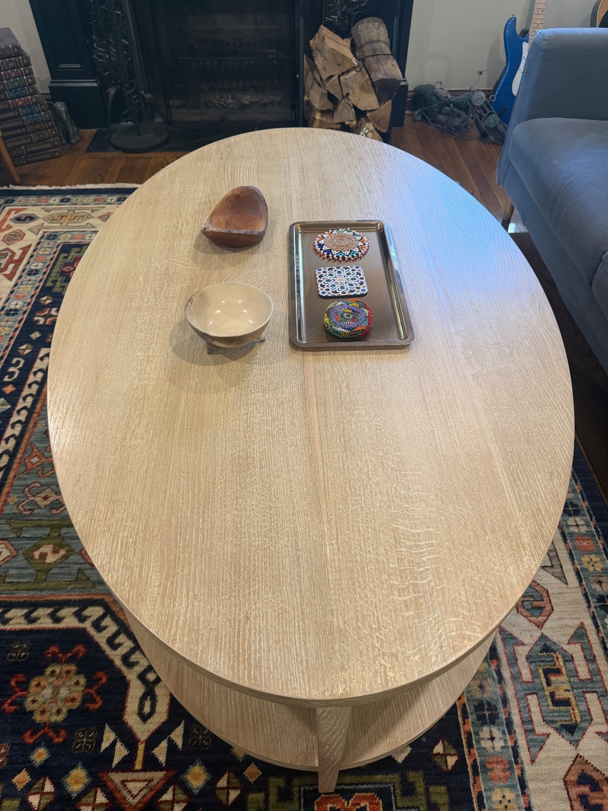 Clairemont Natural Oak Wood 48" Oval Coffee Table - Like New - Marble Cliff, OH, photo 5 of 5