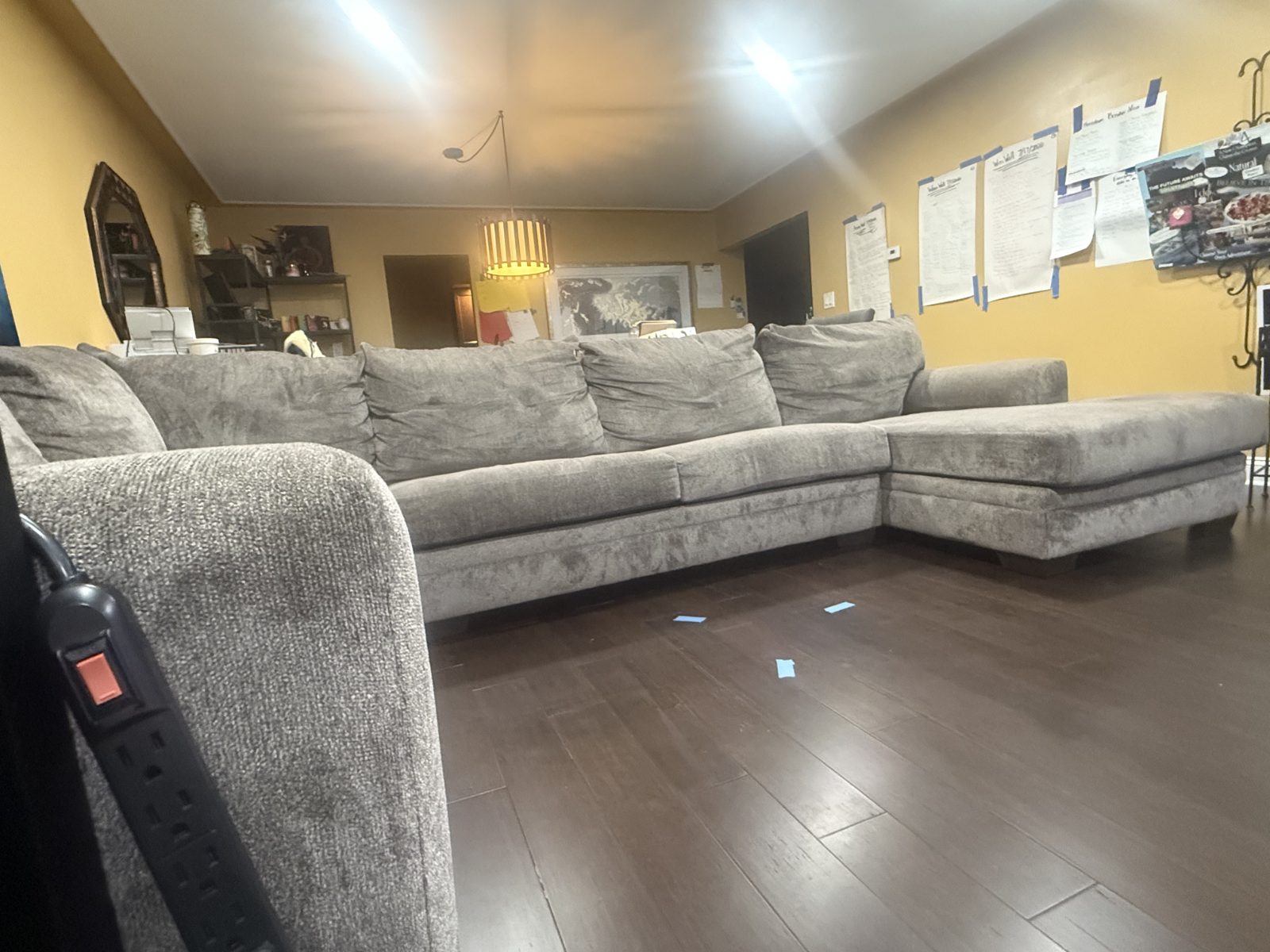 Luxe Gray 150'' 4 Piece Right Arm Cooling Sleeper Chaise Sectional - Good - Southfield, MI, photo 3 of 10