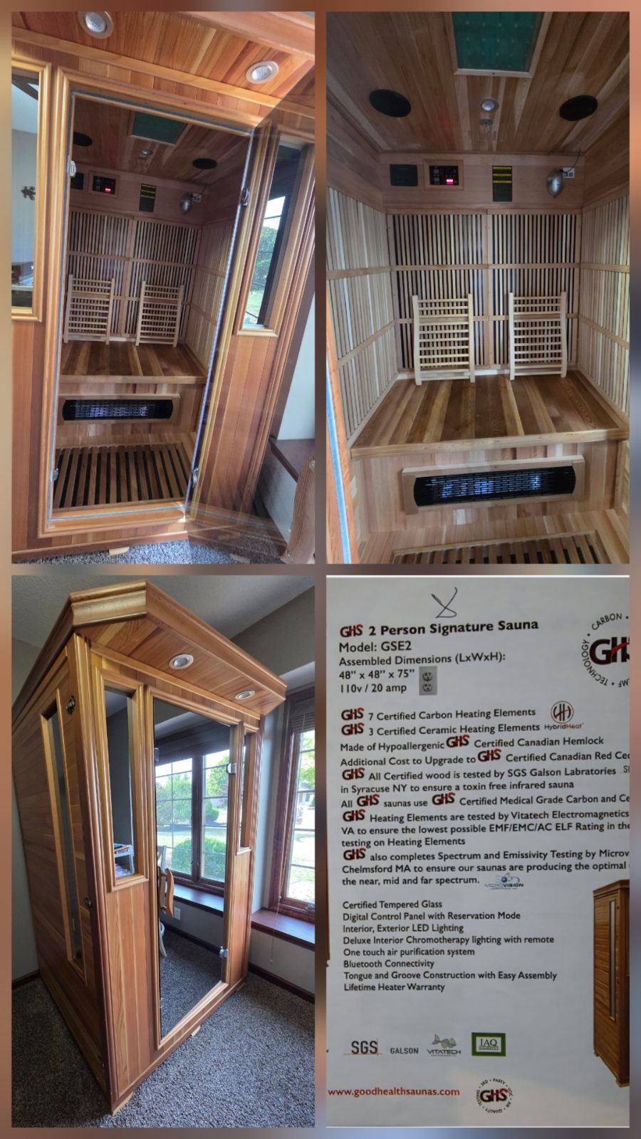 GHS GSE2 2 Person Signature Sauna - Like New - Bryan, OH, photo 2 of 5