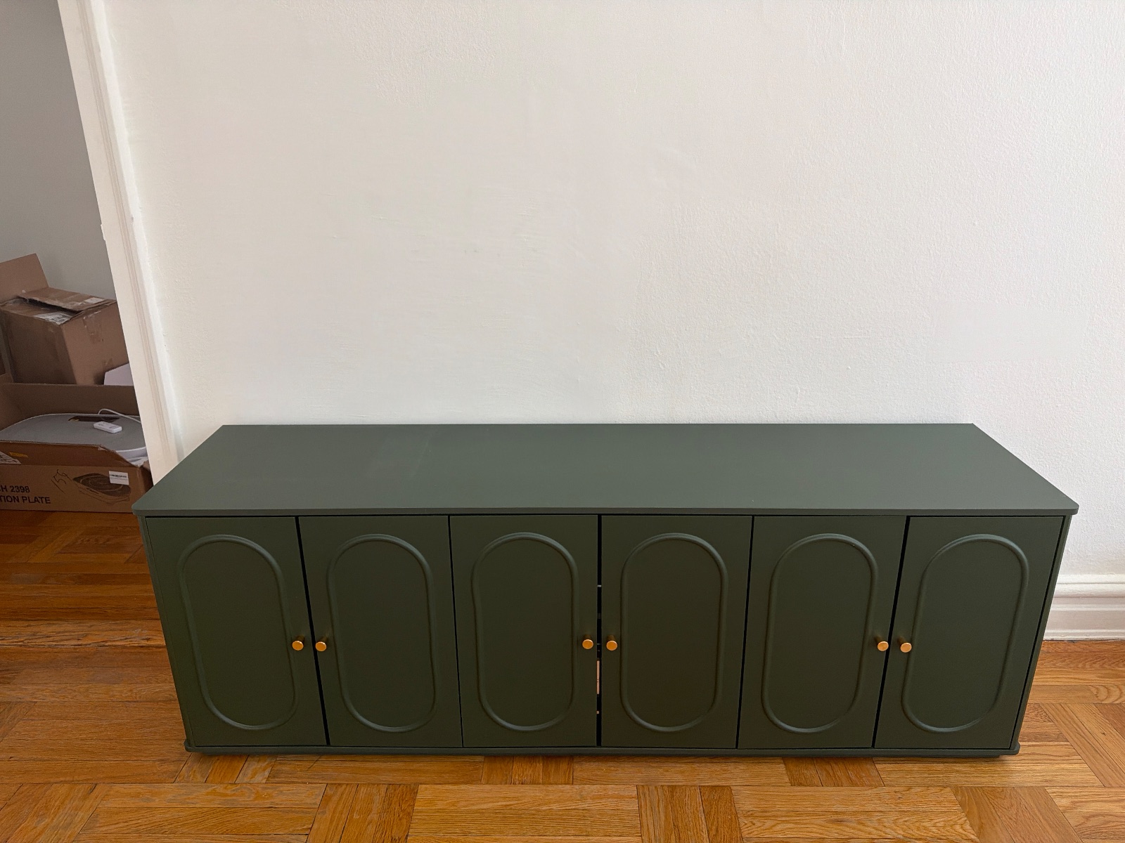 Green Sideboard Cabinet, 63" Wide Six-Door Storage - Like New – New York, NY, photo 2 of 4
